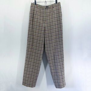 Pendleton 100% Wool Plaid Herringbone High Waisted Pleated Straight Leg Pants 10